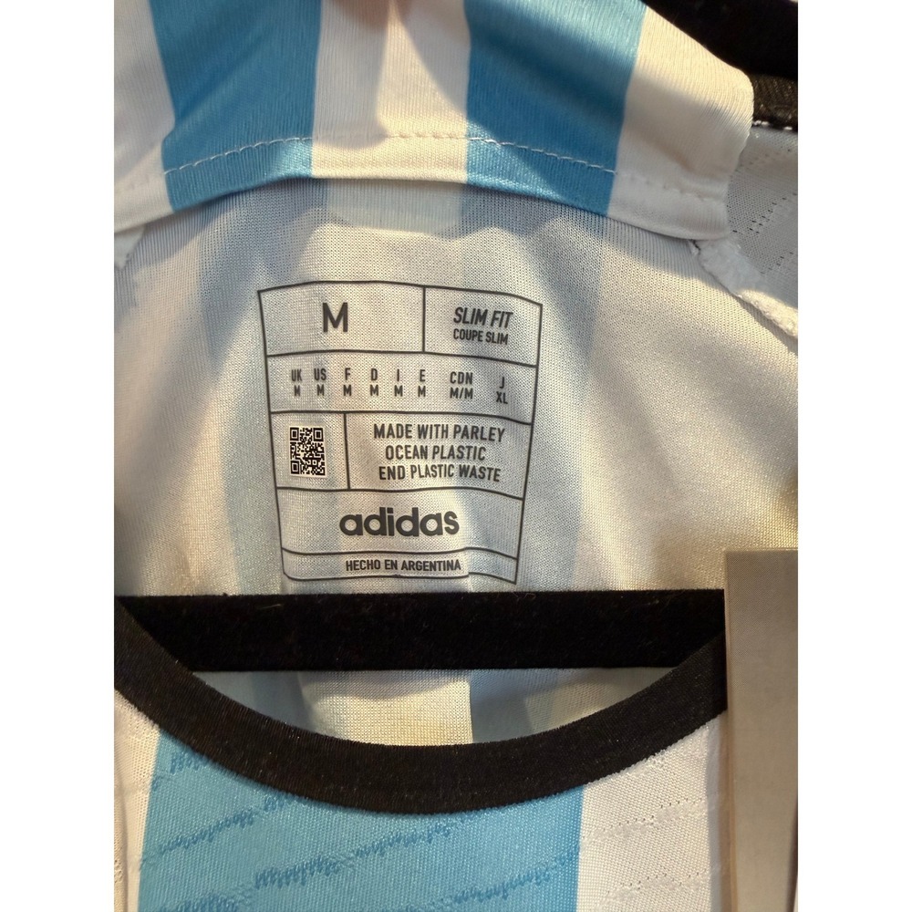 Adidas Mens Argentina Messi 10 World Cup Home Jersey Blue White M NWT - Picture 3 of 5